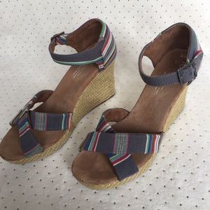 {Toms} Sienna multi-stripe sandal wedges